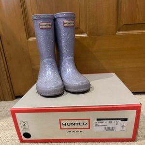 Hunter Rain boots girls purple GLITTER size c11